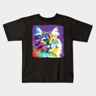 Siberian Cat Pop Art - Cat Lover Gift Kids T-Shirt